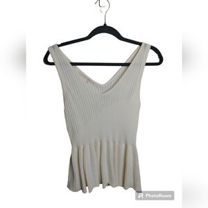 ☀️RACHEL Rachel Roy Open Crochet Peplum Hem sweater tank, size M